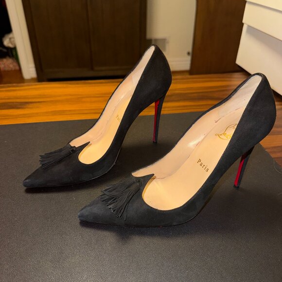 Christian Louboutin Red Suede Tassel Embellished Gwalior  Louboutin Gwalior tasseled suede pumps
